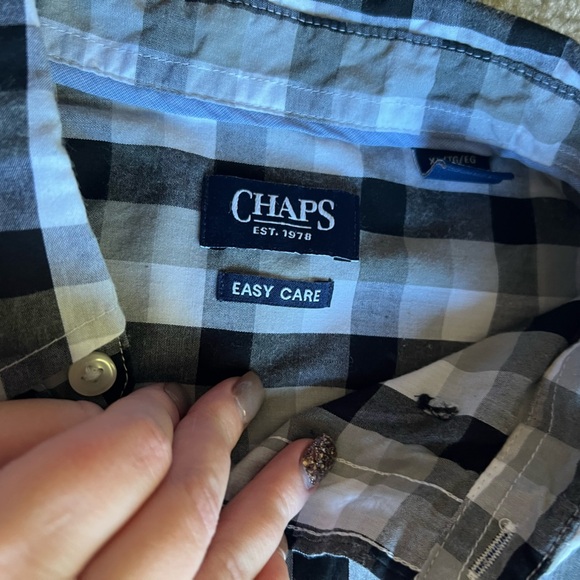 Men’s chaps extra large black/white checkered button down shirt - Picture 8 of 9